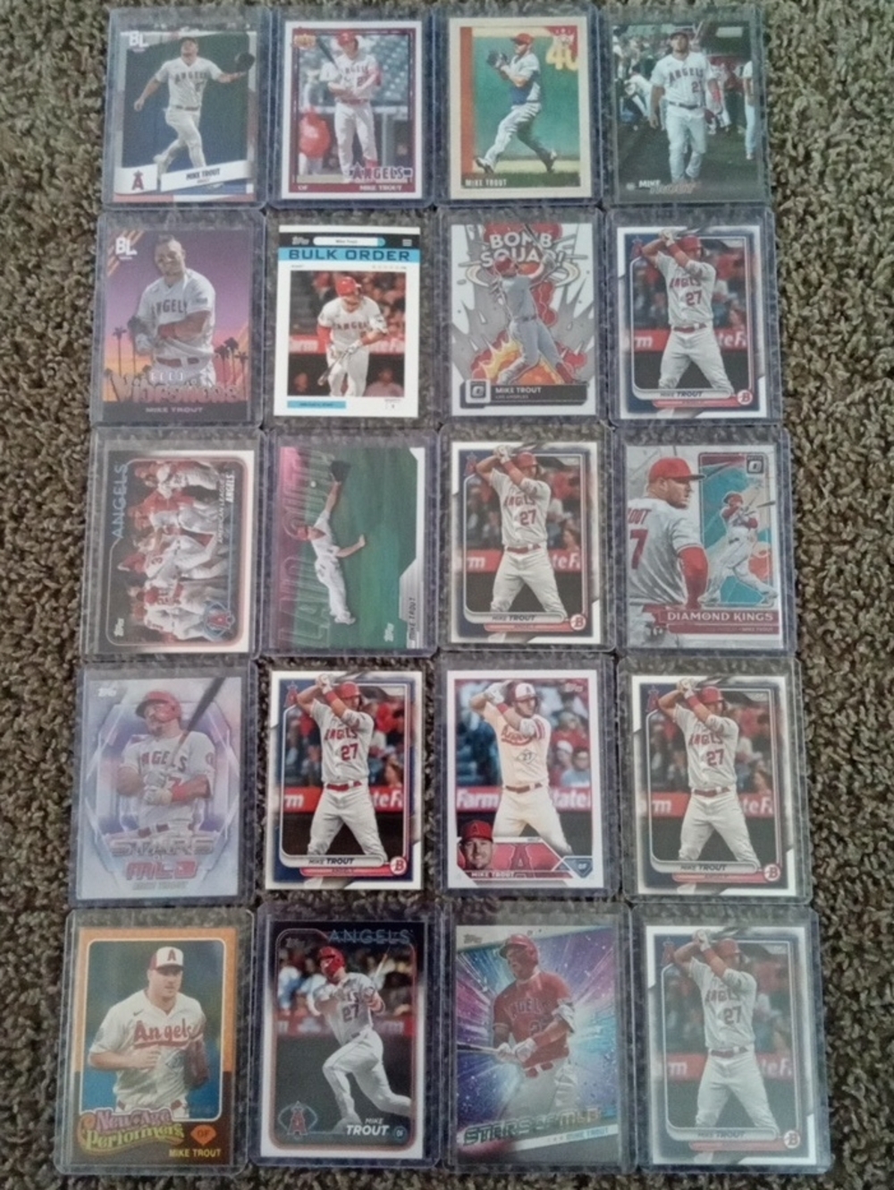 Topps 20 Cards Mike Trout Card Lot - Red, White, Green Accents